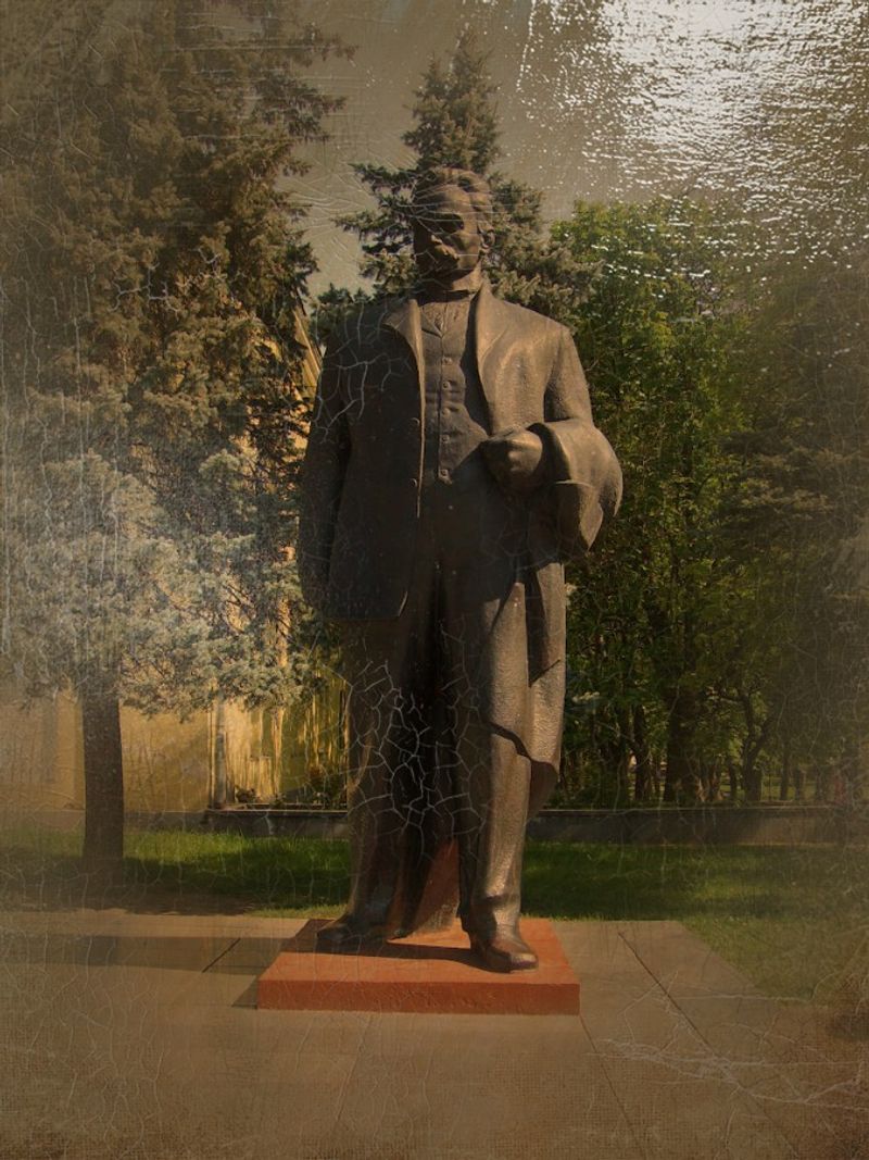 © Andrei  Kolyaskin - Monument  of  great  ukrainian  poet  and  writer  Ivan  Franko  in  town  Drogobych  of  Lviv  region , Ukraine .