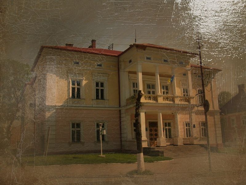 © Andrei  Kolyaskin - Administrative  building  from  19th  century  in  town  Drogobuch  of  Lviv  region , Ukraine .