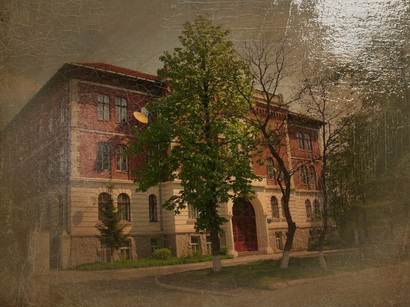© Andrei  Kolyaskin - Administrative  building  from  19th  century  in  town  Drogobych  of  Lviv  region , Ukraine .