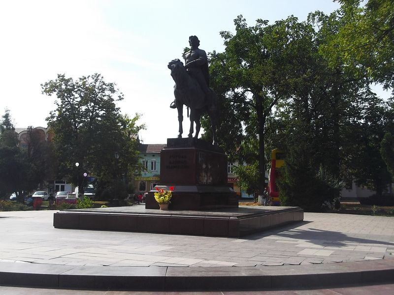 © Andrei  Kolyaskin - Monument  of  king  Danylo  Romanovych  Galytsky in  town  Galych  of  Ivano - Frankivsk  region , Ukraine .