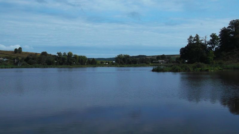© Andrei  Kolyaskin - Lake  near   Svirzh  Castle  from  15th  century  in   village  Svirzh  of  Lviv  region , Ukraine .
