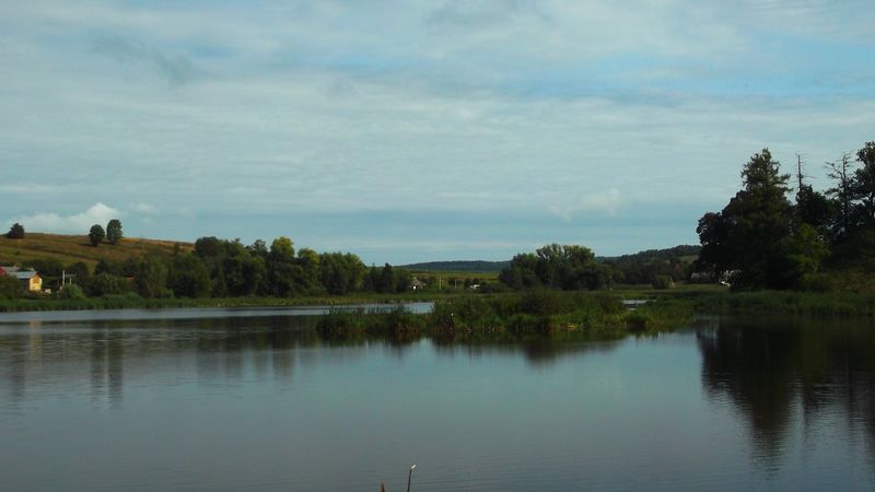 © Andrei  Kolyaskin - Lake  near   Svirzh  Castle  from  15th  century  in   village  Svirzh  of  Lviv  region , Ukraine .