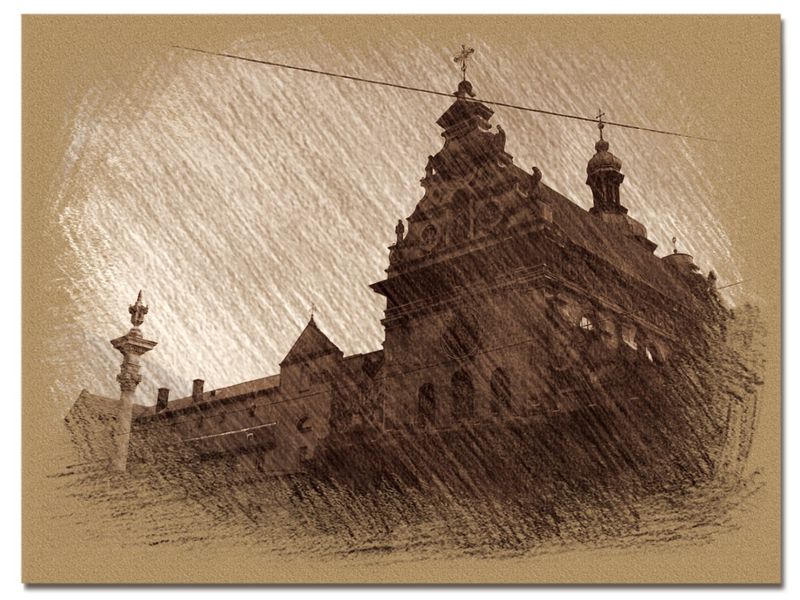 © Andrei  Kolyaskin - Greek - catholic  Cathedral  from  15th  century  in   Lviv  City , Ukraine .