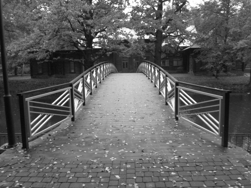 © Andrei  Kolyaskin - Bridge  through  the  pond  of  central  park  of  Ivano - Frankivsk  City , Ukraine .