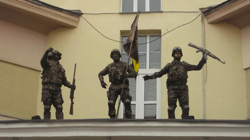 © Andrei  Kolyaskin - Living  sculptures  on  the  Independence  Day  in  Ivano - Frankivsk  City , Ukraine .
