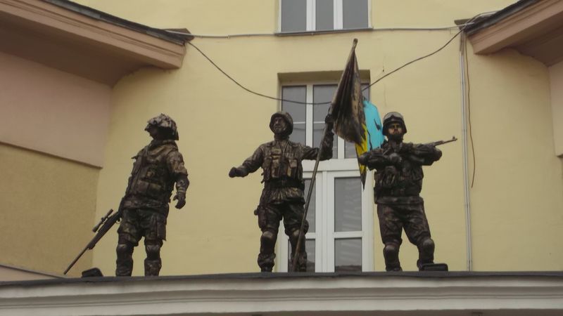 © Andrei  Kolyaskin - Living  sculptures  on  the  Independence  Day  in  Ivano - Frankivsk  City , Ukraine .