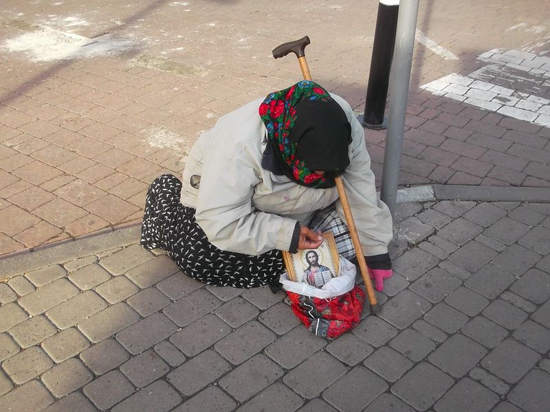 © Andrei  Kolyaskin - Beggar  in  Ivano - Frankivsk  City , Ukraine .