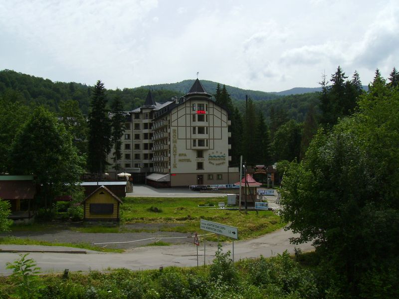 © Andrei  Kolyaskin - Romanitic  Spa  Hotel  of  modern  construction  in  Carpatian  town  Yaremche  of  Ivano - Frankivsk  region , Ukraine .