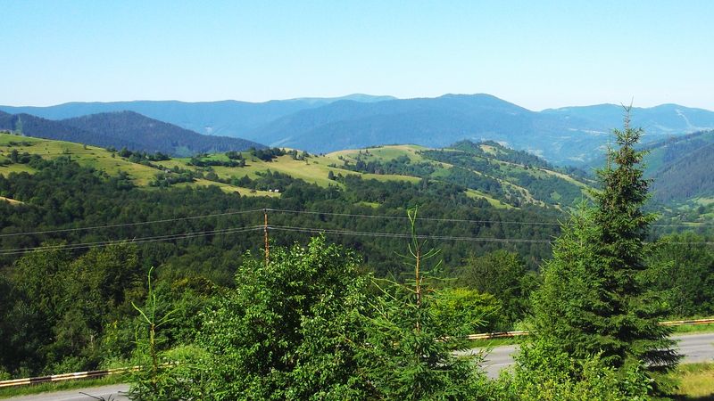 © Andrei  Kolyaskin - Wiew  on  Carpatian  mountains  on  the  Synevir  pass  in  Mezhygirya  area  of  Zacarpatian  region , Ukraine .