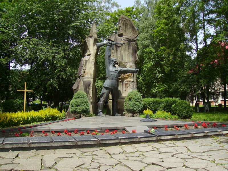 © Andrei  Kolyaskin - Memorial  cemetery  of  soviet  warriors  in  Carpatian  town  Yaremche  of  Ivano - Frankivsk  region ,Ukraine .