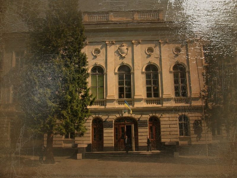 © Andrei  Kolyaskin - Building  of  Pedagogical   University  from  19th  century  in  town  Drogobych  of   Lviv  region , Ukraine .