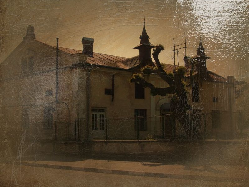 © Andrei  Kolyaskin - Old  building  from  19th  century  in  town  Drogobych  of  Lviv  region , Ukraine .