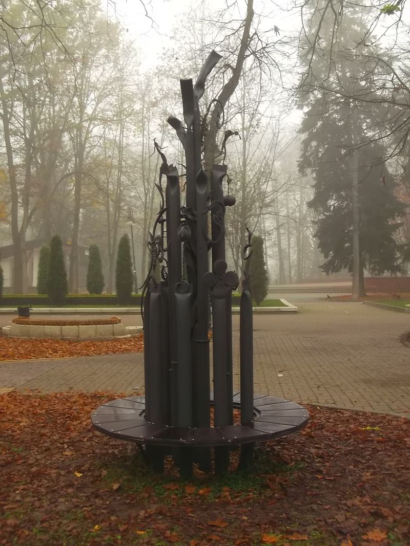 © Andrei  Kolyaskin - Foggy autumn morning on the central park of Ivano - Frankivsk City , Ukraine .