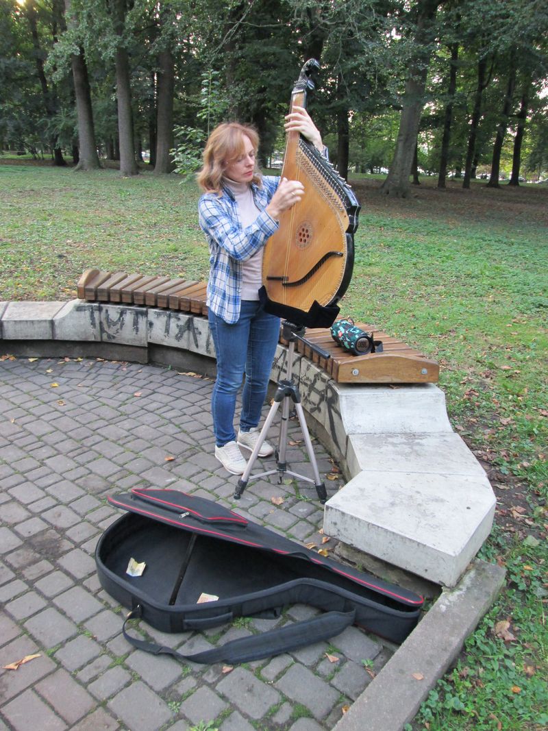 © Andrei  Kolyaskin - Bandura  player  on  the  central  park  of  Ivano - Frankivsk  City , Ukraine .