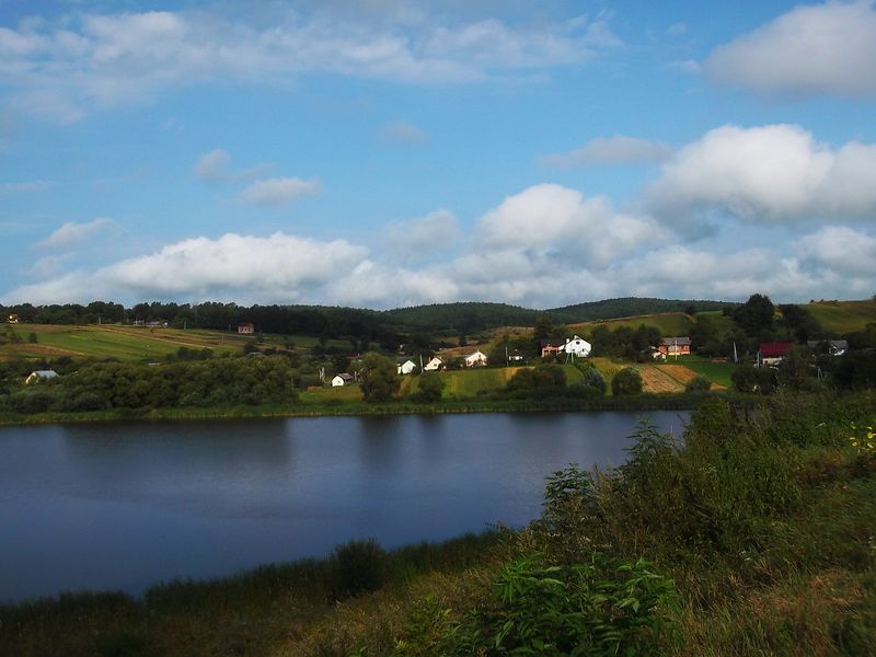© Andrei  Kolyaskin - Lake  near  Svirzh  Castle  from  15th  century  in  village  Svirzh  of  Lviv  region , Uktaine .