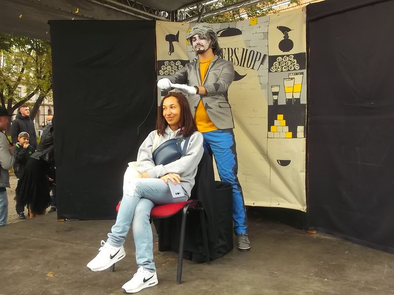 © Andrei  Kolyaskin - Living  sculptures  show  on  the  Independence  Day  in  Ivano - Frankivsk  City , Ukraine .