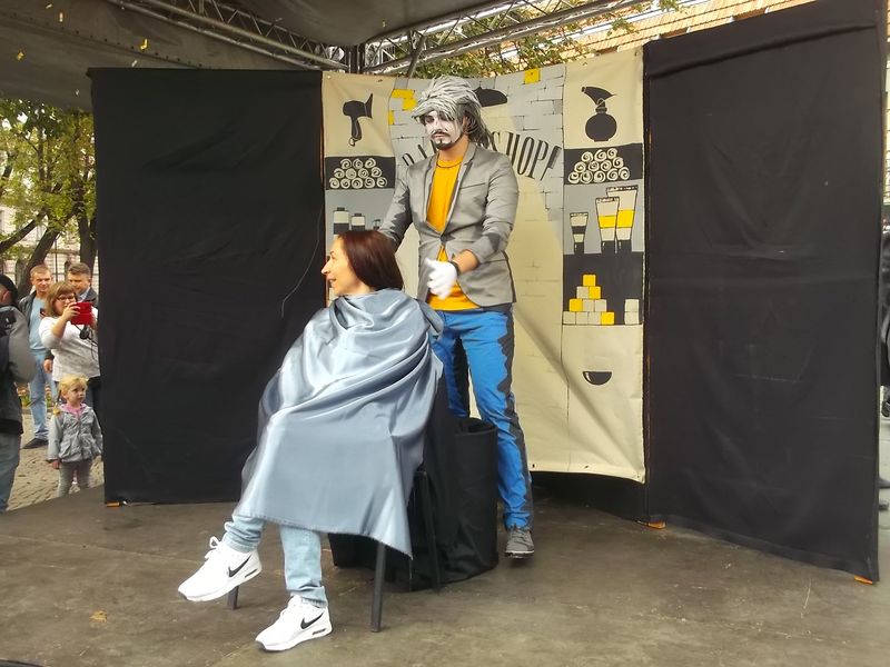 © Andrei  Kolyaskin - Living  sculptures  show  on  the  Independence  Day  in  Ivano - Frankivsk  City , Ukraine .