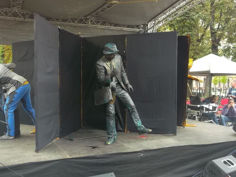 © Andrei  Kolyaskin - Living  sculptures  show  on  the  Independence  Day  in  Ivano - Frankivsk  City , Ukraine .