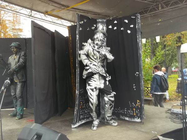 © Andrei  Kolyaskin - Living  sculptures  show  on  the  Independence  Day  in  Ivano - Frankivsk  City , Ukraine .