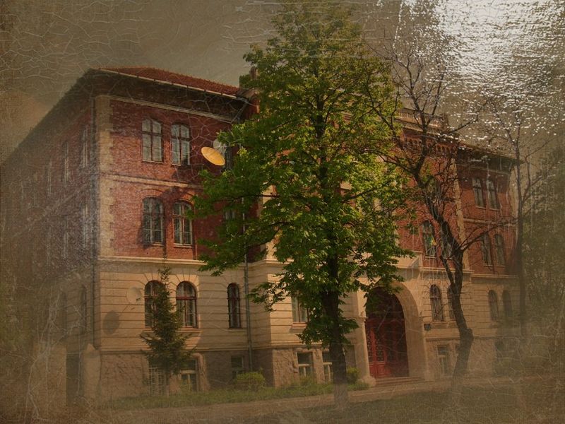 © Andrei  Kolyaskin - Administrative  building  from  19th  century  in  town  Drogobych  of  Lviv  region , Ukraine .