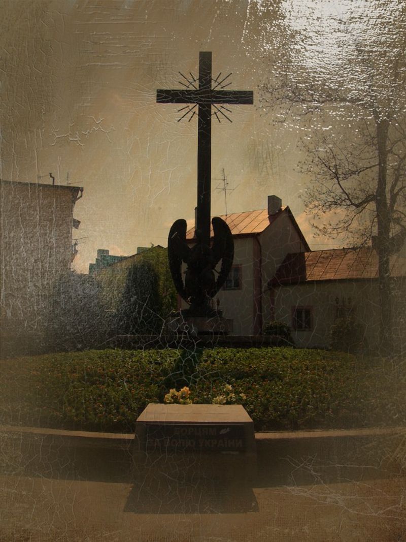 © Andrei  Kolyaskin - Monument  to  the  fighters  for  Indepandence  of  Ukraine  in  town  Drogobych  of  Lviv  region , Ukraine .