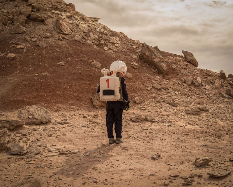 © Kris Davidson - Analog astronaut on EVA at the Mars Desert Research Station in Utah.