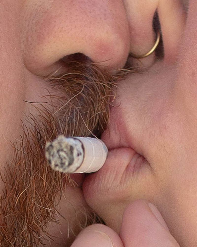 © Chloe Scout Nix - title: smoking makes me think of John (oak cliff, tx). year: 2023 Size: 8x10 in. medium: vinyl print mounted on wood panel