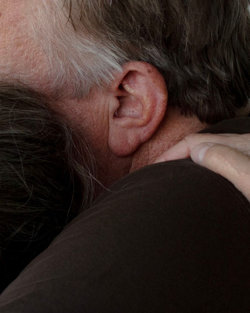 © Chloe Scout Nix - dad ear, mom hand, 2024. 32x40 in. fabric coated vinyl paper.