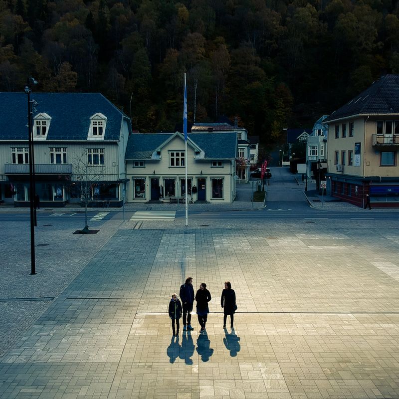 © Federico Borella - Rjukan, Norway, 2017. The effect of the sun mirrors in the main square.