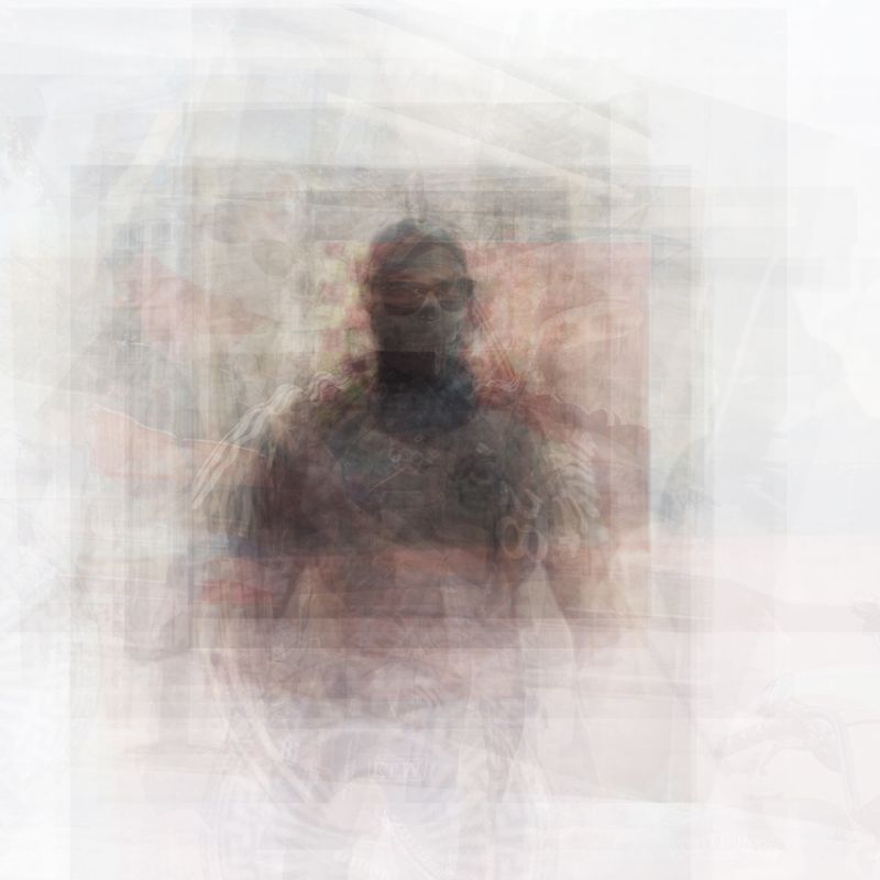 © Marcel Top - Photo collage of all collected far right group profile pictures with a masked face.