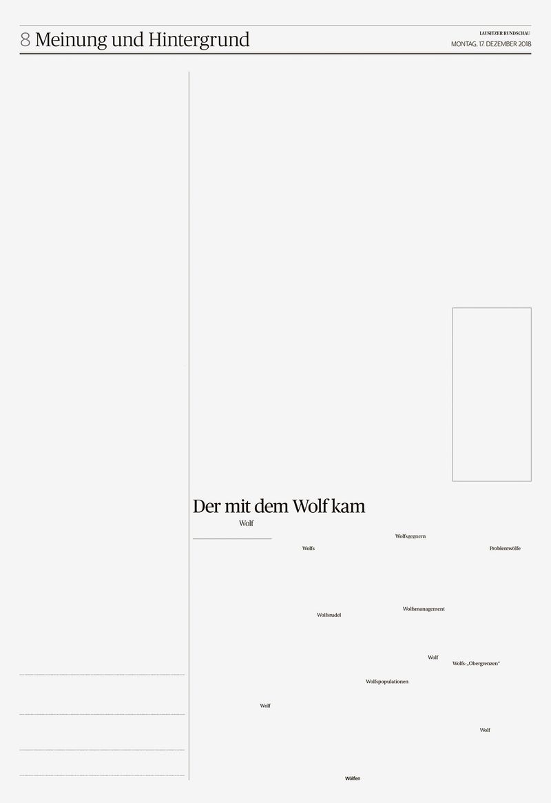 © Hannes Jung - Newspaper "Lausitzer Rundschau", title: "The One Who Came With The Wolf"