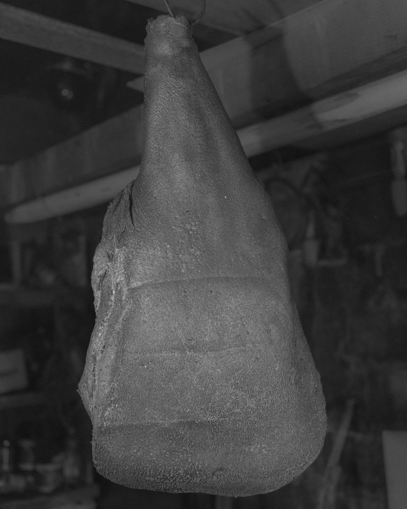 © Hannes Jung - Damians smoked ham in his garden hut. Bileća, April 1st 2018.
