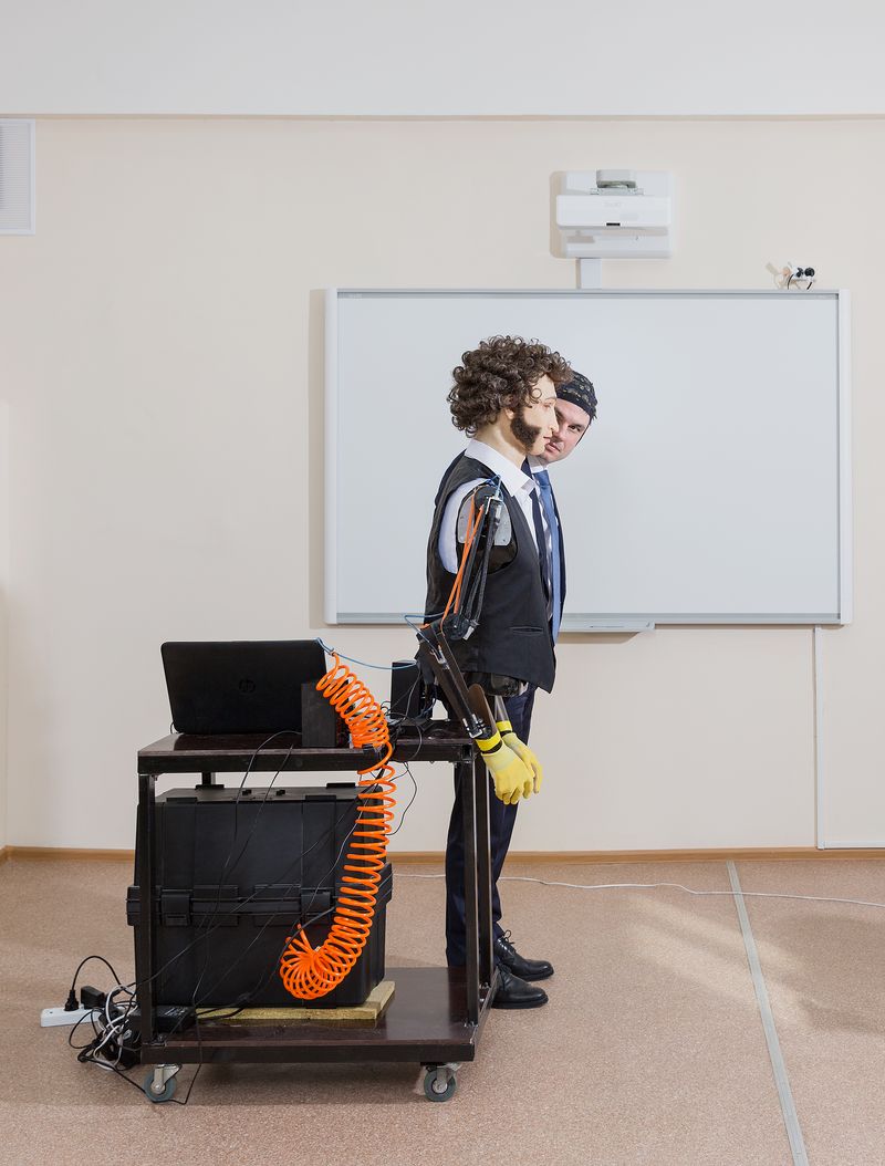 © David Vintiner - Pushkin is a brain controlled robot operated by the thought patterns of the wearer of an EEG skull cap.