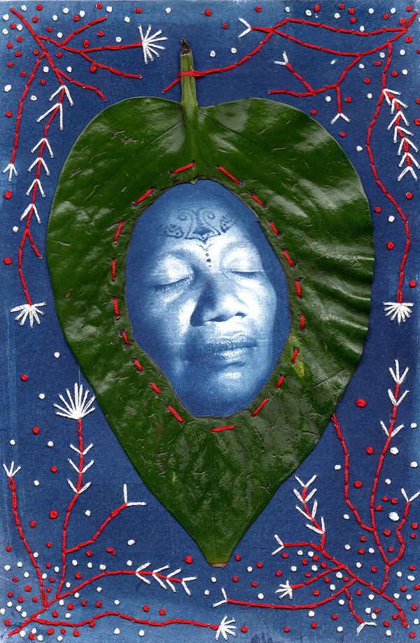 © Tatiana Lopez - Ishawna. Cyanotype photography with intervened embroidery.