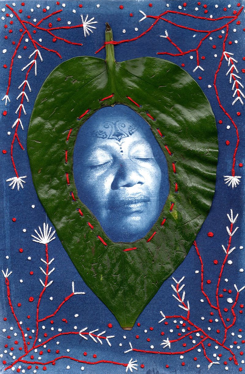 © Tatiana Lopez - Ishawna. Cyanotype photography with intervened embroidery.