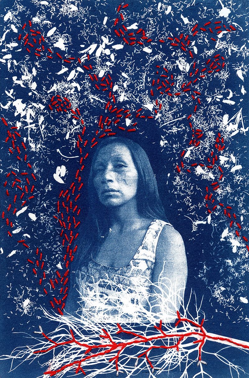 © Tatiana Lopez - YIA. Cyanotype photography with intervened embroidery.