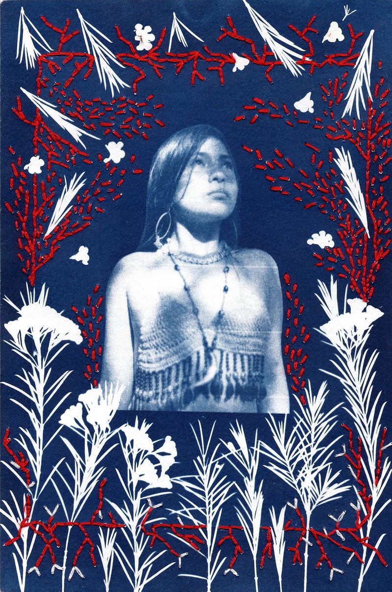 © Tatiana Lopez - Nema. Cyanotype photography with intervened embroidery.