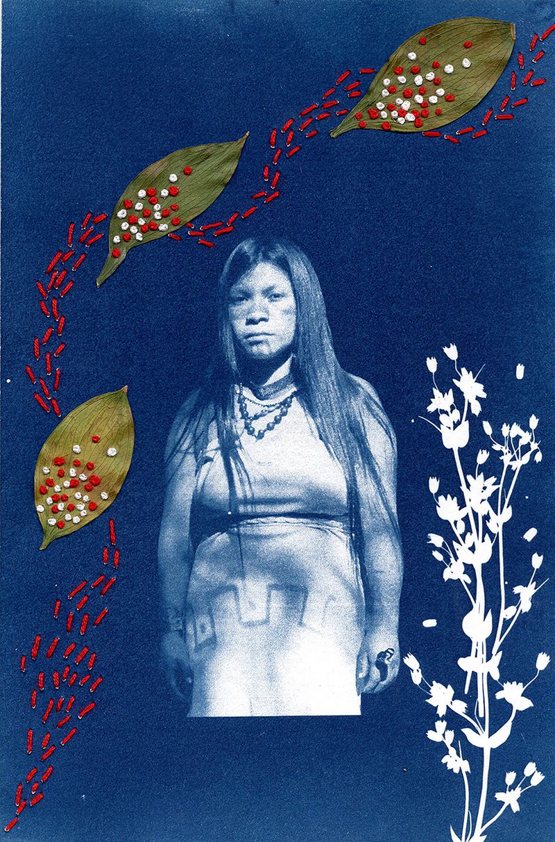 © Tatiana Lopez - Llushian. Cyanotype photography with intervened embroidery.