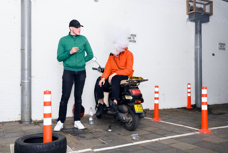 © Els Zweerink - Sammie and Meyer in front of the garage box; where they make music; smoke and chill out.