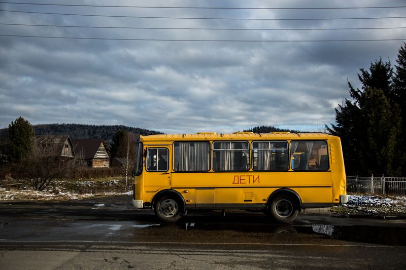 © Sally Low - The school bus collecting children in Chuvashka.