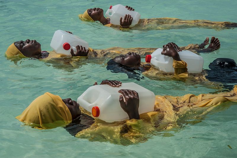 © Anna Boyiazis - Kijini Primary School students learn to float, swim and perform rescues in the Indian Ocean off of Muyuni, Zanzibar.