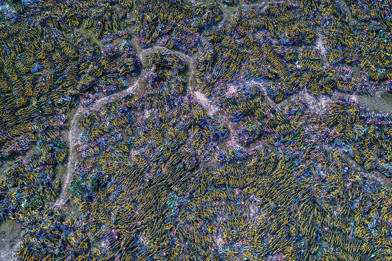 © WU GUOYONG - 10 Guangzhou,China A concealed courtyard, winding paths stretching in a bicycle cemetery. 2018/03/27