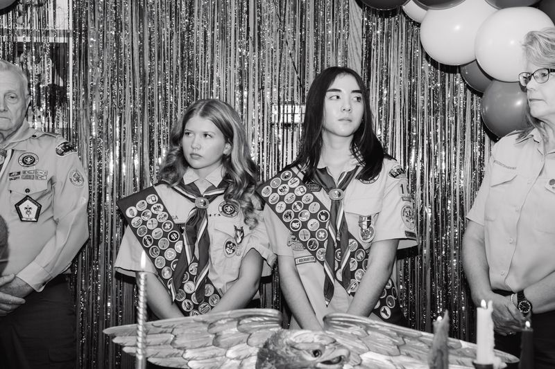© Paola Chapdelaine - Jemima and Evelyn are decorated as the first girls to become Eagle Scouts in Closter.
