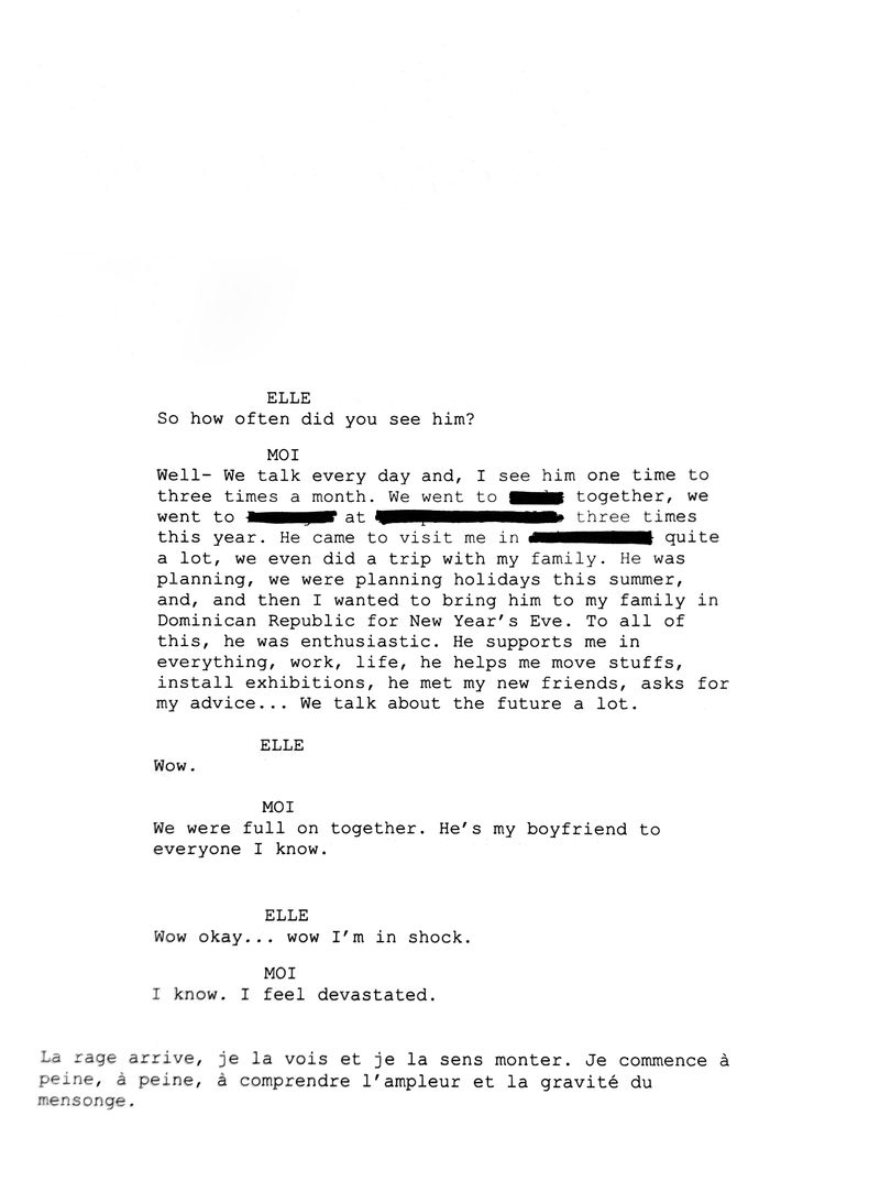 © Karla Hiraldo Voleau - Extract of my conversation with 'the other woman' on the phone.