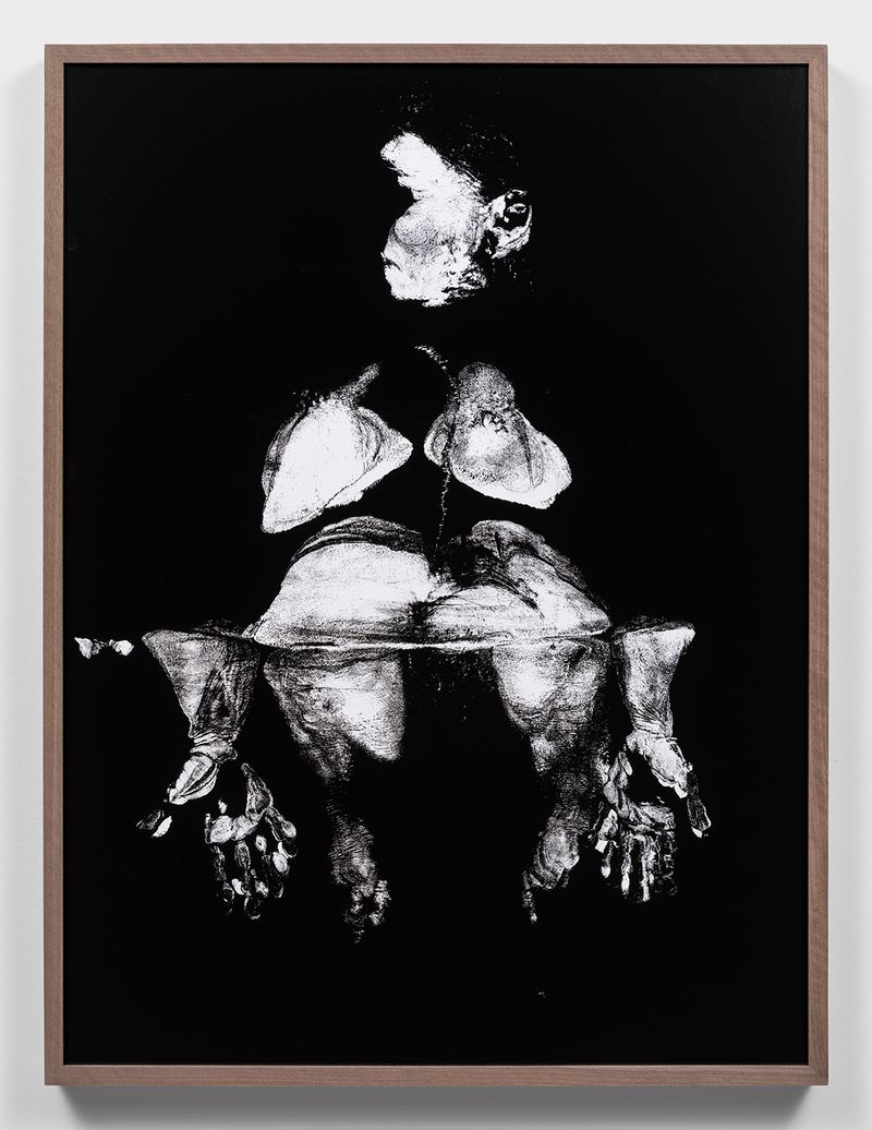 © Katherine Hubbard - body print, fold hold, 2023, Unique silver gelatin photograph, 39h x 29w in,  99.06h x 73.66w cm