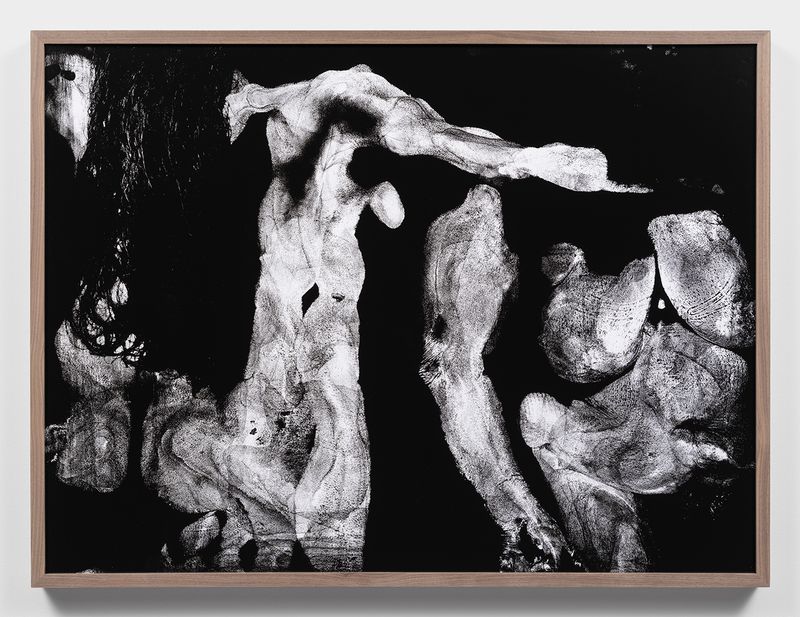 © Katherine Hubbard - body print, my arm across your chest from behind, 2023, Unique silver gelatin photograph, 29h x 39w in, 73.66h x 99.06w cm