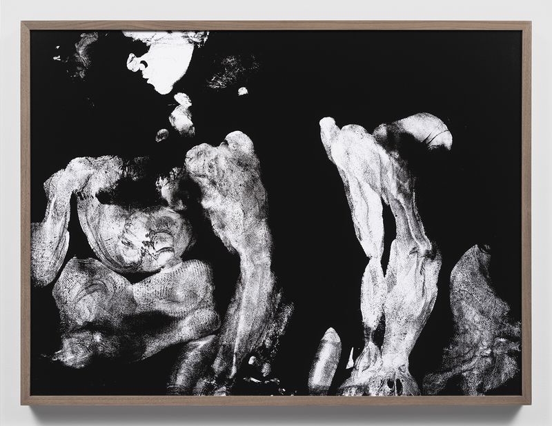 © Katherine Hubbard - body print, my chin on your shoulder from behind, 2023, Unique silver gelatin photograph, 29h x 39w in, 73.66h x 99.06w cm
