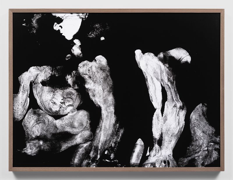 © Katherine Hubbard - body print, my chin on your shoulder from behind, 2023, Unique silver gelatin photograph, 29h x 39w in, 73.66h x 99.06w cm