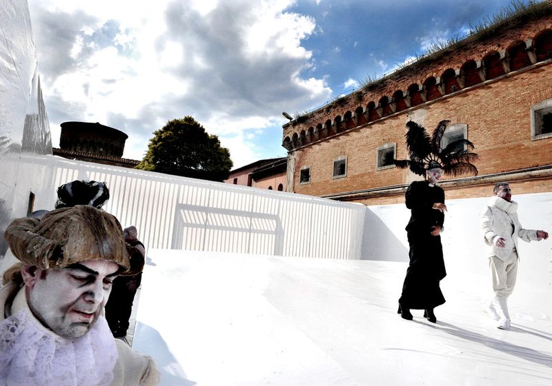 © Clara Vannucci - Volterra Maximum Security Prison, Italy. Compagnia della Fortezza. Hamlice show in the prison's courtyard