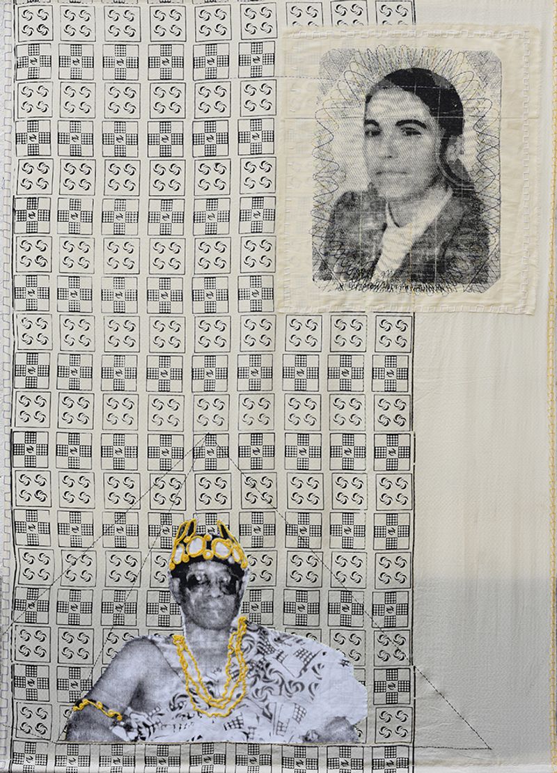 © Zohra Opoku - Malisa & Bob, Screenprint on textile, Thread